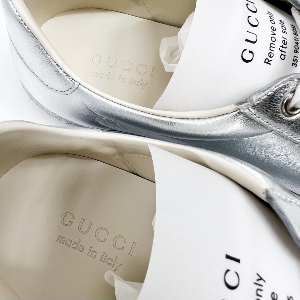Gucci Ace Metallic Low-top Silver Sneakers 660266 - Picture 5 of 14